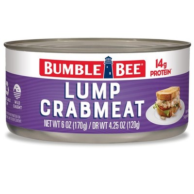 Bumble Bee Lump Crab Meat, 6 oz Can - 14g Protein & 1g 6 Ounce (Pack of 1) 