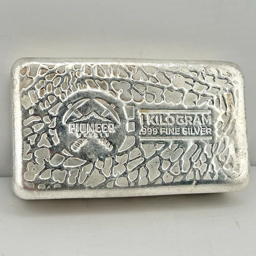 Pioneer Metals 1 Kilogram .999 Fine Silver Kilo Cast Poured Bullion 1 kg Bar
