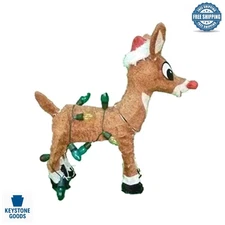 Pre-Lit 3D Tinsel Rudolph Outdoor Christmas Decor