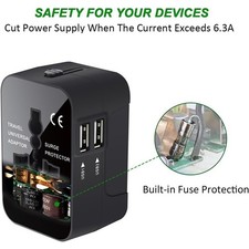 Travel Adapter, Worldwide All In One Universal Travel Adapter Wall Charger AC Po