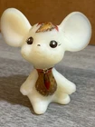 FENTON GLASS 1996-97 IVORY SATIN MOUSE FIGURINE signed