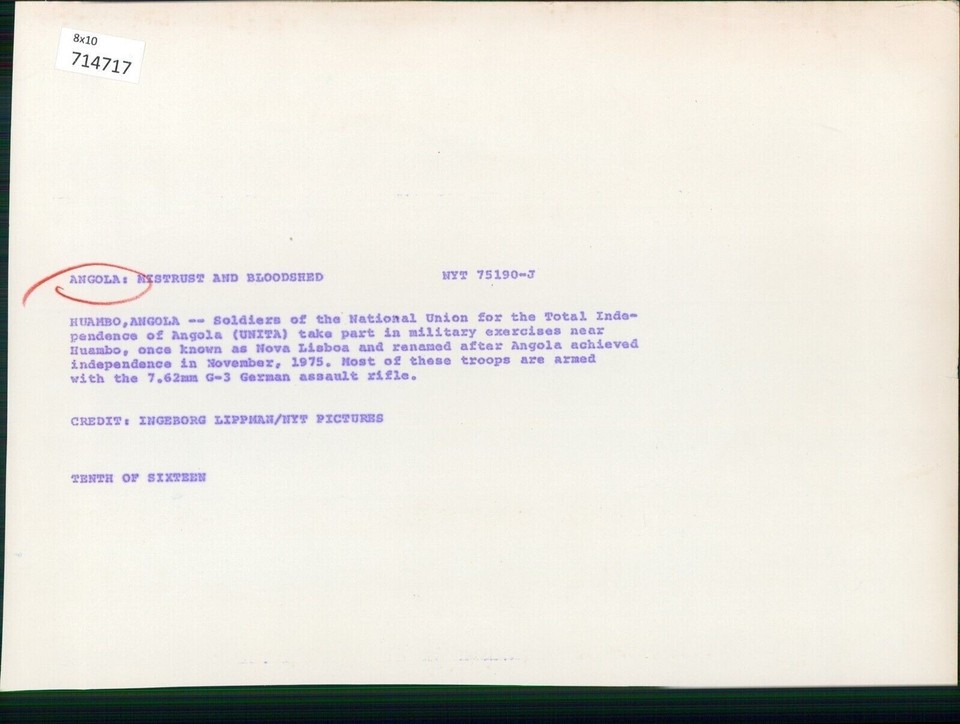 Huambo Angola Soldiers National Union Military Exercises Troops 8X10 ...