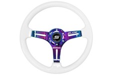 Sportlenkrad steering wheel DRIFT KJS 350 mm Holz weiß NeoChrome Offset: 30 mm