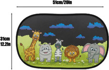 2 Pack Car Window Shades for Baby, Cute Safari Animal Sun Shades for Side Win...