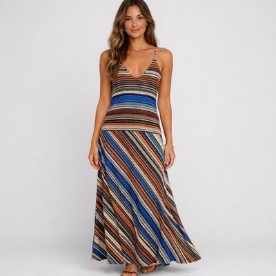 Veronica M Striped Maxi Dress Sleeveless V Neck Resort Boho Womens Medium | eBay Veronica M Striped Maxi Dress Sleeveless V Neck Resort Boho Womens Medium | eBay