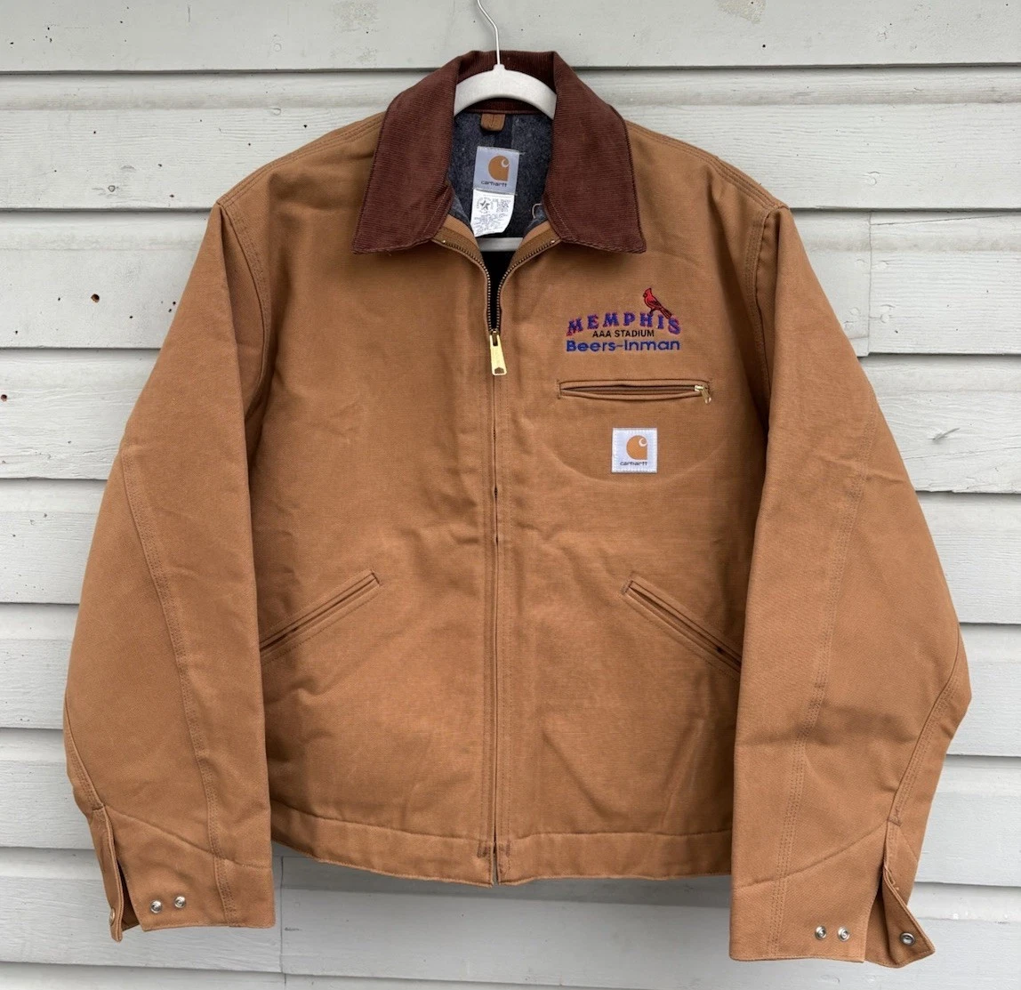 CarharttDetroit Jacket×Union Patch IBEW Vintage Carhartt JO1 BRN Detroit Blanket Lined Jacket Sz 50