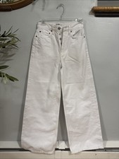 Re/Done Originals Jeans Wide Leg Crop Button Fly High Waist Sz 24 Minimalist