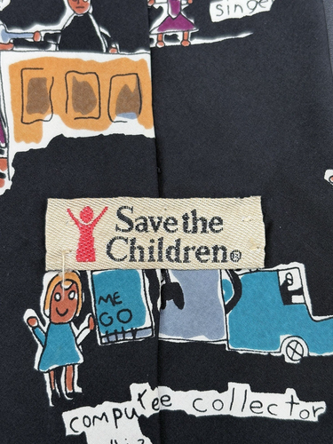 Silk Tie Men's Save The Children Black Jobs Career When I Grow Up Classic GUC - Picture 4 of 7