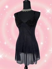 Vintage DBF Black Lingerie Teddy With Sparkle Bra Detail Size Medium