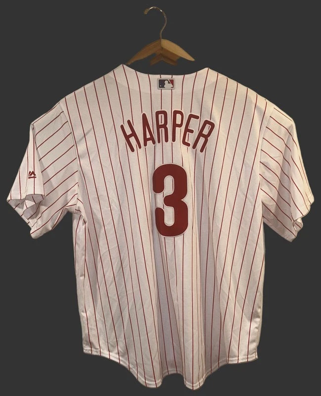 Camiseta deportiva Bryce Harper #3 Philadelphia Phillies a rayas majestuosa 2XL NUEVA SIN ETIQUETAS Foto 2 de 4