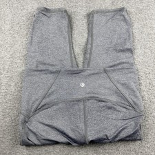 Lululemon Pace Queen Crop Leggings Heathered Gray Mesh Panel Size 8 W5L40S