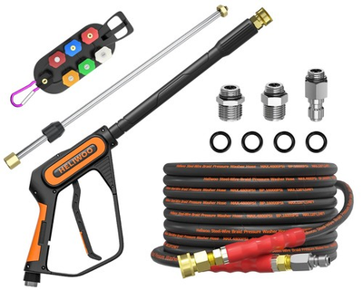 #ad 5000PSI Pressure Washer and Hose Kit 25FT Kink Resistant Steel Braided Power... $100.05