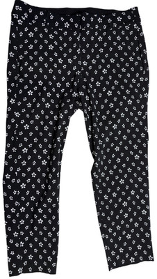 Lane Bryant The Allie Pants Women's Plus Size 18 Black With White Floral Pattern