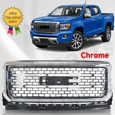 Front Bumper Grille Upper Grill Assembly For 2015-2020 GMC Canyon Denali Chrome