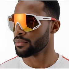 Sport Men Sunglasses Cycling Glasses Windproof UV Protection White Frame Gafas