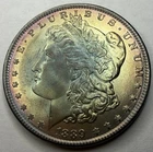 1889 Morgan Silver Dollar BU Toned Rainbow Rim Lustrous UNC