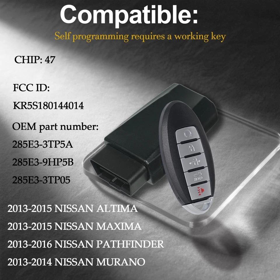 Para 2013 2014 2015 Nissan Altima Maxima Pathfinder Control Remoto Inteligente Llavero Kit de Herramientas Foto 2 de 4