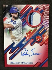 2025 Pristine Dansby Swanson Game Worn 3 Color Mem On Card Auto Red /5 Cubs 🔥🐻