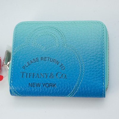 TIFFANY & CO. Please Return To Tiffany Ombre Blue Leather Wallet