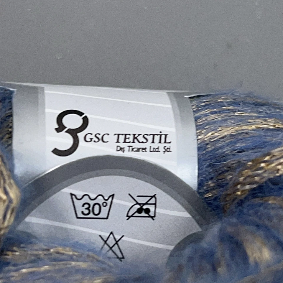 Ice Yarns Rock Star Yarn,蓝色/金色 50 克 115 米 + - 5% 美利奴羊毛混纺 — 第 4/4 张图片