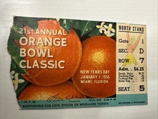 1955 21st Annual Orange Bowl Classic Ticket Stub Duke vs Nebraska, See Back Pic