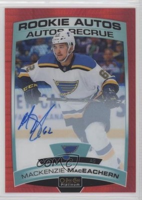 2019 O-Pee-Chee Platinum Rookie Red Prism 36/50 Mackenzie MacEachern Auto RC g0p