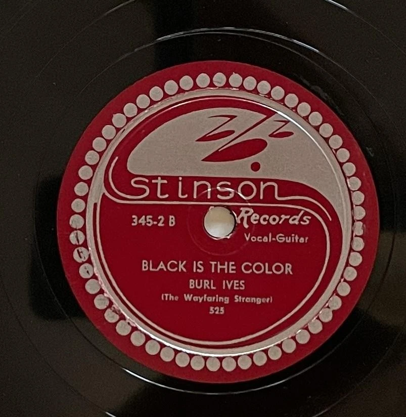 Burl Ives The Foggy Foggy Dew / Black is The Color 78 rpm E/E+ Stinson 345-2 - Image 4 of 4