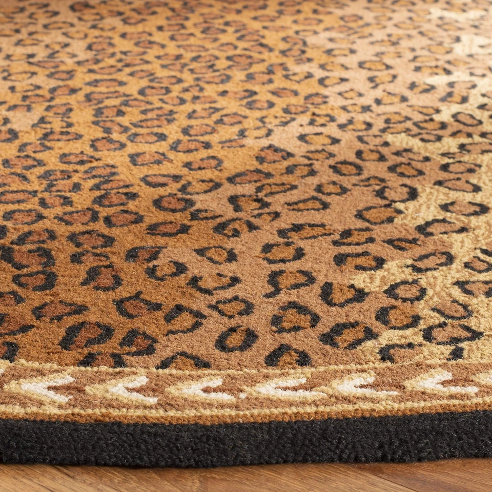 Chelsea Collection Area Rug - 4'6" x 6'6" Oval, Black & Brown, Hand-Hooked Fr... - Image 3 of 4