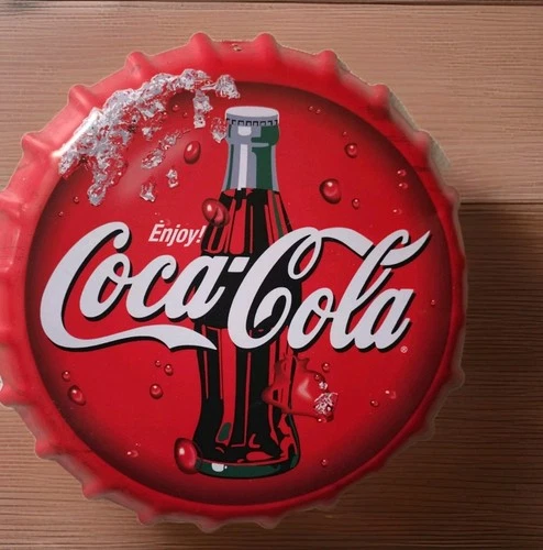 Coca-Cola Metal Tin Bottle Cap Sign Vintage advertising bar signs