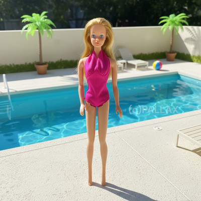 BARBIE 7382 SUPER STAR SWIMSUIT BARBIE  (STEFFI HEAD) / MATTEL 1975