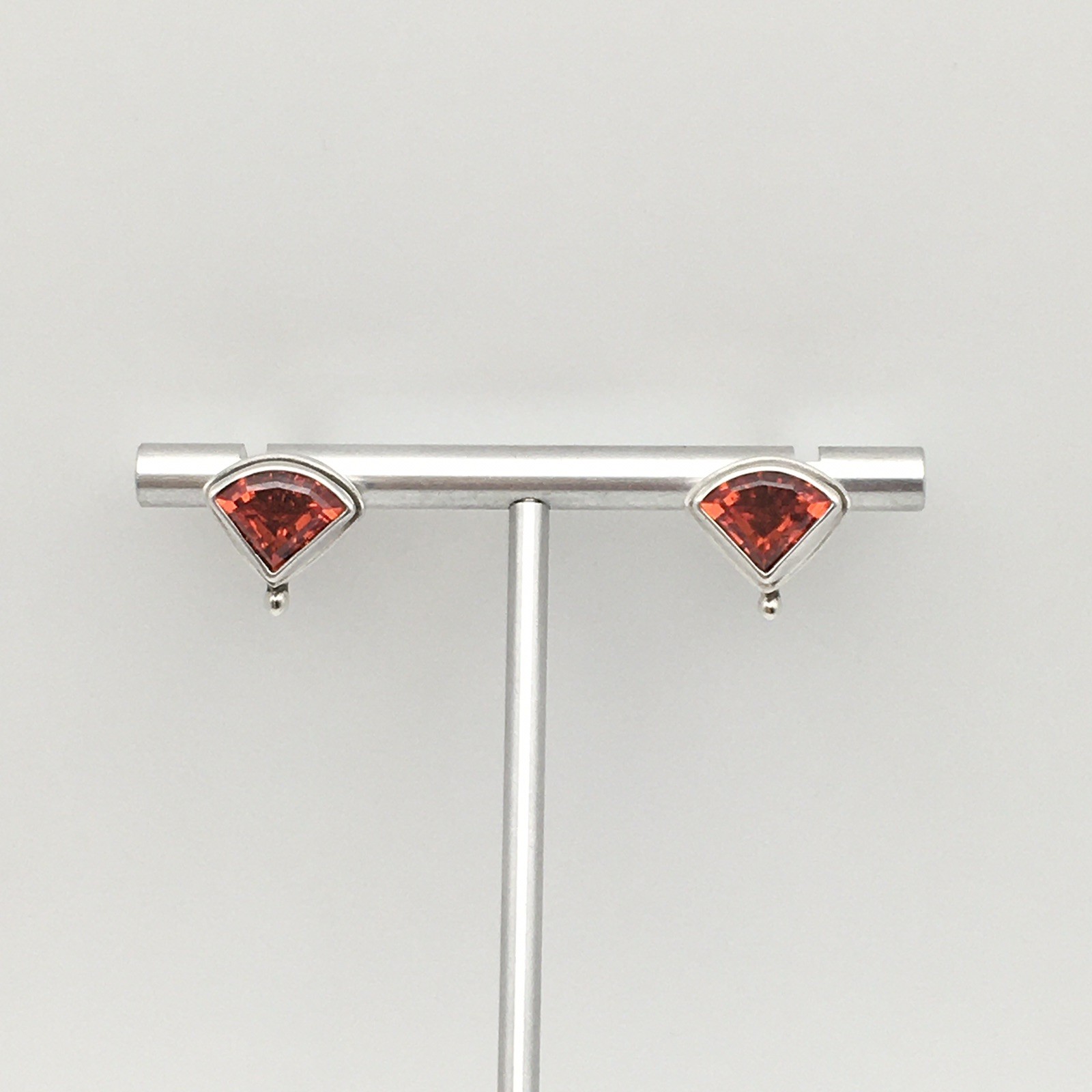 Vintage Sterling Silver SARDA Orange Red Spessartine Garnet Earrings 5.8g #53