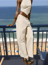 ZARA ZW COLLECTION EMBROIDERED TAUPE PANTS sz S  Retail price  79.90