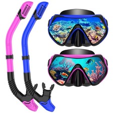 Snorkeling Gear for Adults, Dry-Top Snorkel Set Scuba Diving mask, 180 Panoramic
