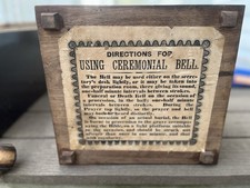 RARE~Unique~Antique~1871 Masonic Ceremonial Bell with Mallet & Solid Wood Case