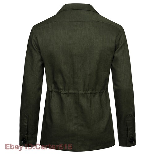 Chaqueta Safari Chaqueta de Lino Británica Retro Ajuste Gentry Para Hombre Chaqueta Abrigos de Viaje 5XL - Imagen 15 de 28