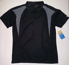 Reebok Play Dry Polo Shirt Black/Gray Mens L Short Sleeve New with Tags NWT