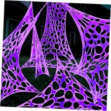 Halloween Outdoor Decoration Glow in The Dark Giant Spider Web, 1000 Purple