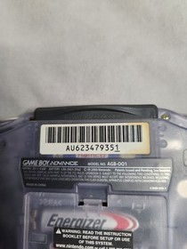 Nintendo GameBoy Advance AGB-001 System Glacier Clear W/ Game, Batteries Tested