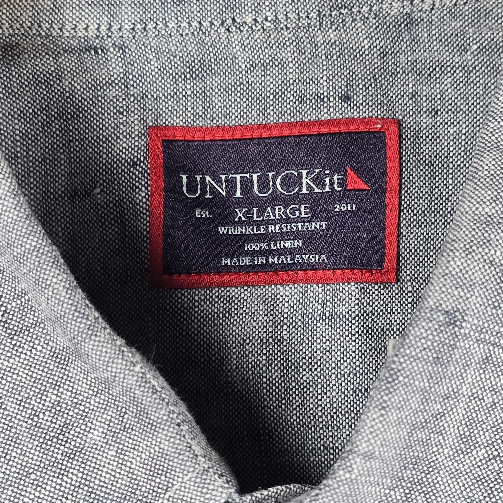 UNTUCKit Mens Long Sleeve Button Up Shirt Size XL Gray 100% Linen Extra Large