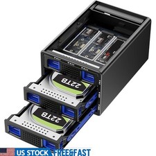 Hybrid HDD NVMe SSD Enclosure 4 Raid Modes USB 3.2 Tool-Free Installation