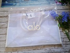 Alo Yoga White Mesh Logo Tote White Oversized