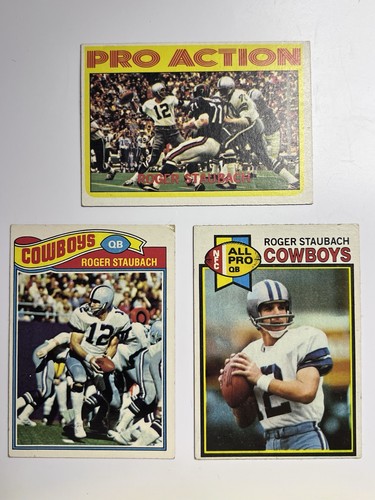 Roger Staubach / Dallas Cowboys Football / 3 Card Lot / Free Shipping 