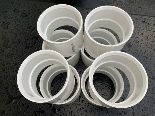 LOT OF 8 CHARLOTTE SCHEDULE 40 DWV PVC COUPLING, 3-1/2" PIPE SIZE, 3-1/8"H