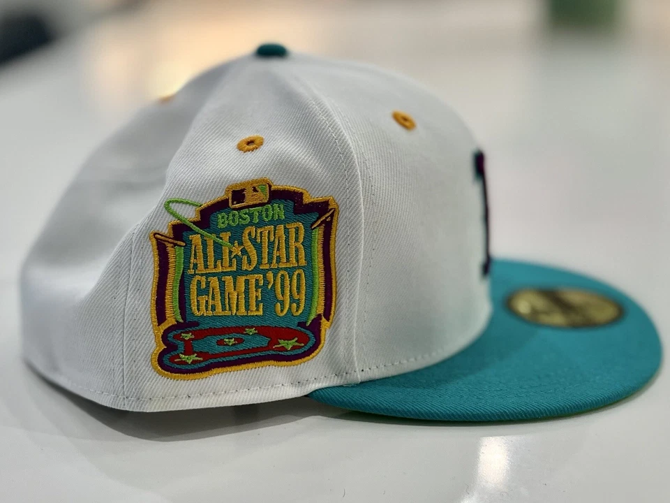 7 3/4 🔥 New Era White/Teal🔥Boston Red Sox🔥1999 MLB All-Star Game - WITH PIN - Image 3 of 4