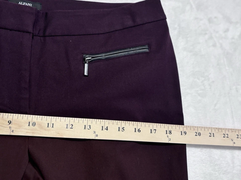 Pantalones de vestir elásticos Alfani para mujer con bolsillos delanteros con cremallera, 12, rojo, 460GW2E777 Foto 3 de 4