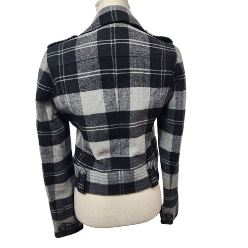 PINK Plaid Wool Blend Black and Gray Women's Jacket Size Small - Picture 7 of 10