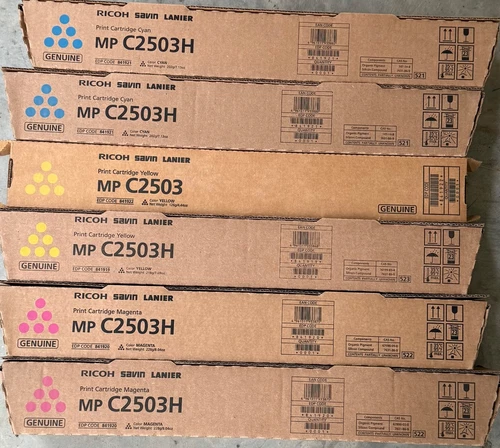 Ricoh MP C2503H  Genuine Toner Cartridges 2 Ea. C/M/Y  FOR MP C2503 - NEW