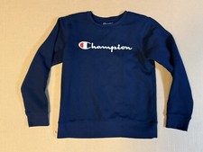 Champion Navy Blue Embroidered Pullover Sweatshirt Kids Sz Large / Womens Small