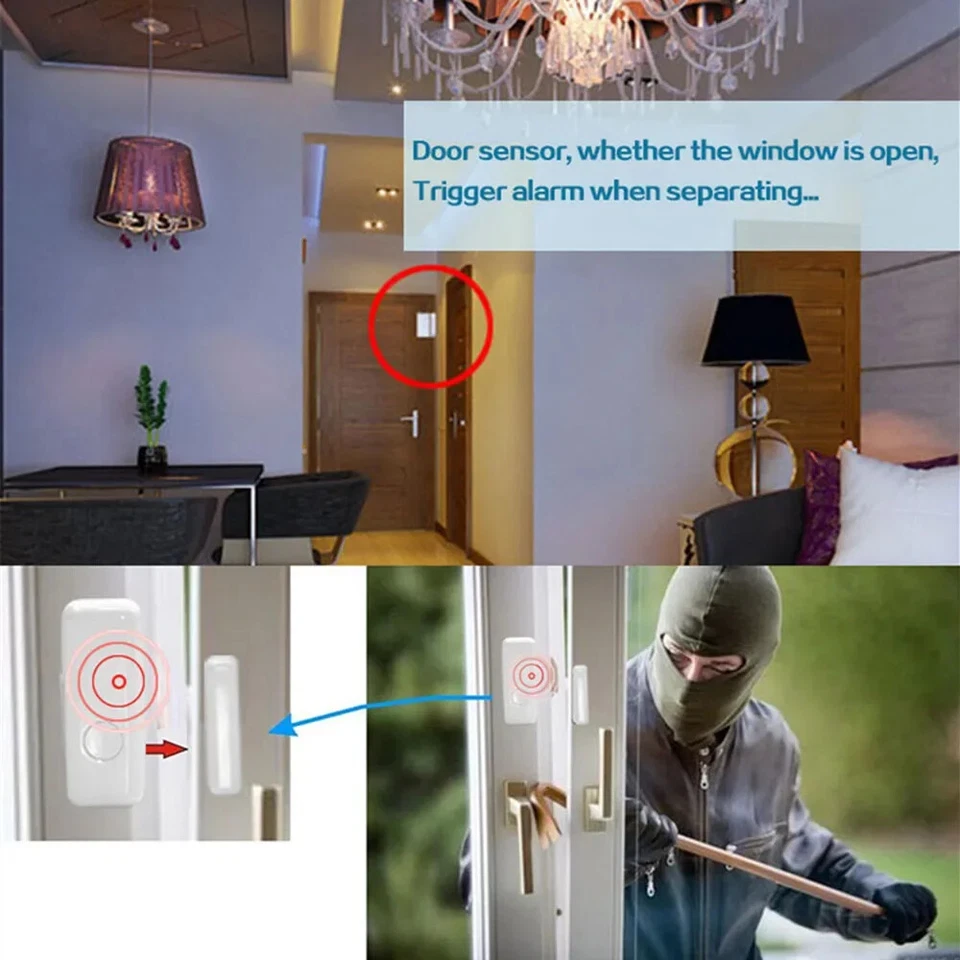 Mini Wireless 433MHz Magnetic Window Door Sensor Alarm System Home Burglar Kits - Image 3 of 4