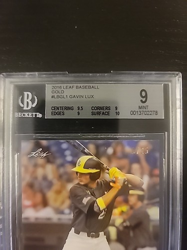 GAVIN LUX 2016 LEAF ROOKIES CARD #LB-GL1 #/25 DODGERS (ROOKIE) SP BGS 9 Mint - Picture 2 of 3